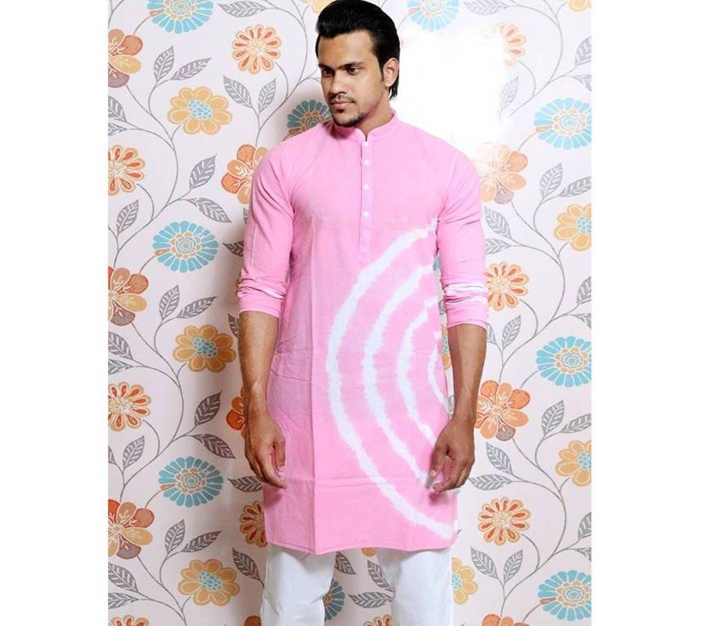 Pink tie dye printed Panjabi for Men by Ritzy