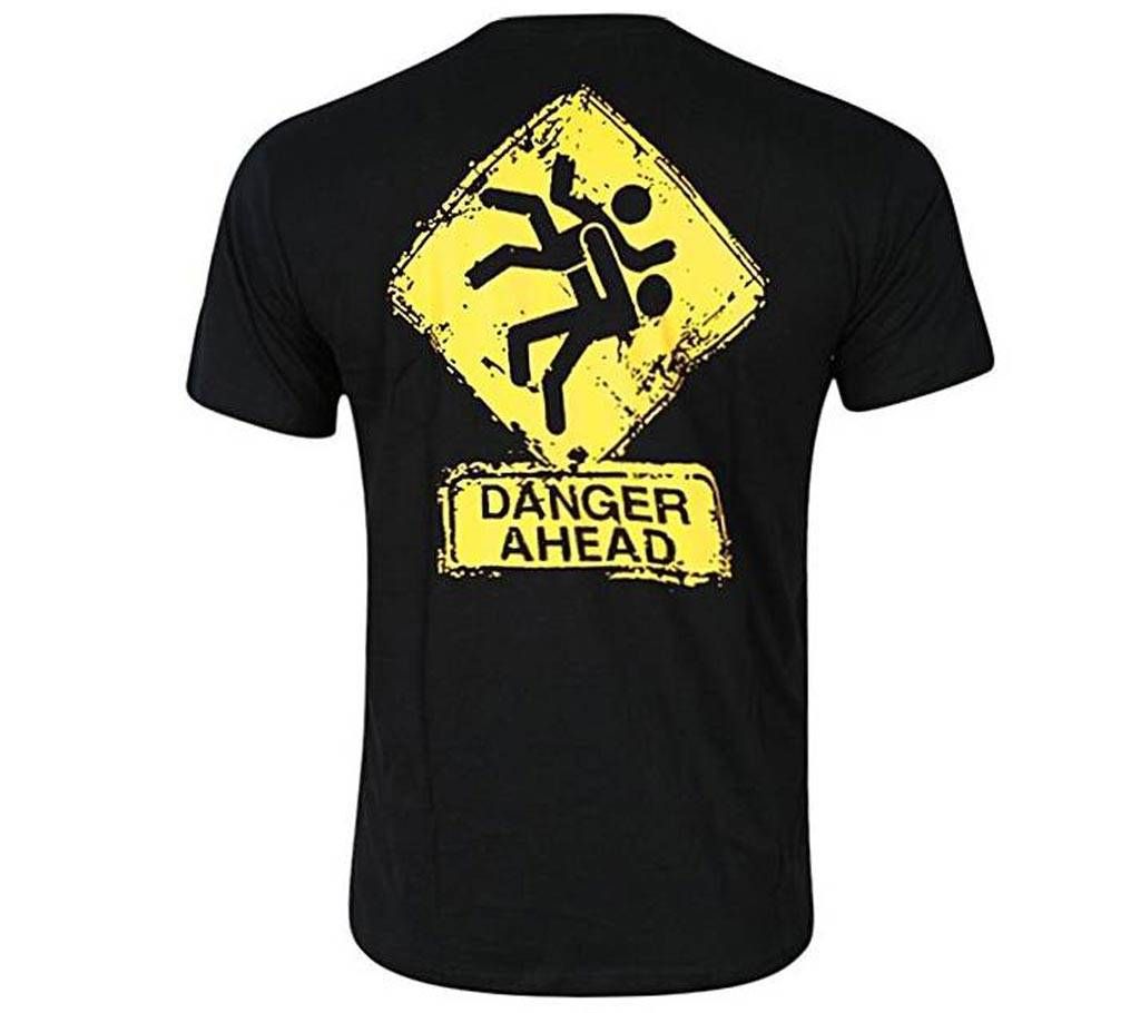 Danger Ahead Half Sleeve Cotton T-Shirt For Men