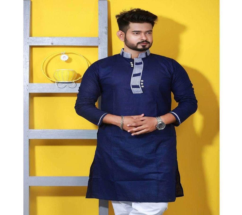 Blue Piaz Cotton semi long Punjabi .