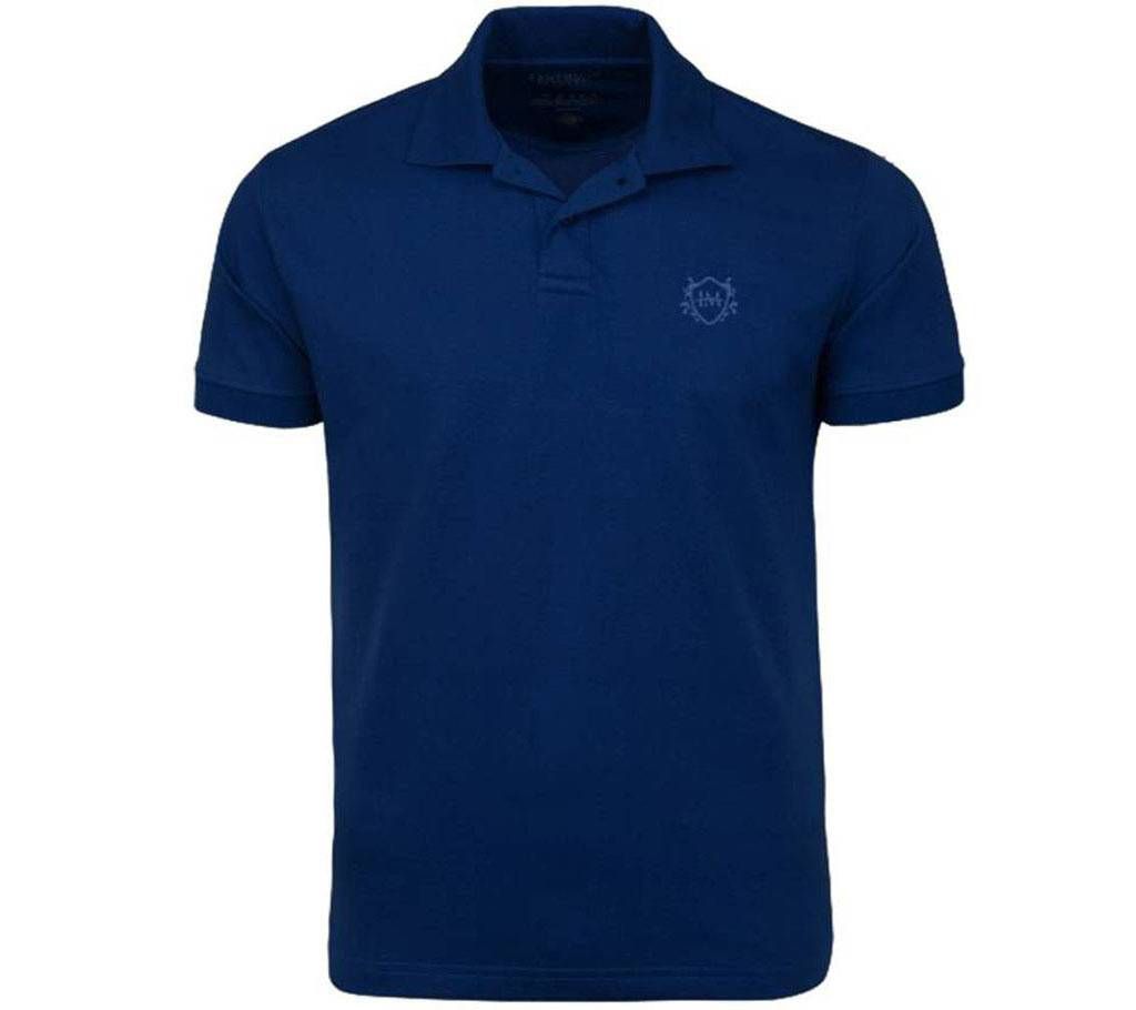 Intermix Cotton Polo Navy Blue T-Shirt