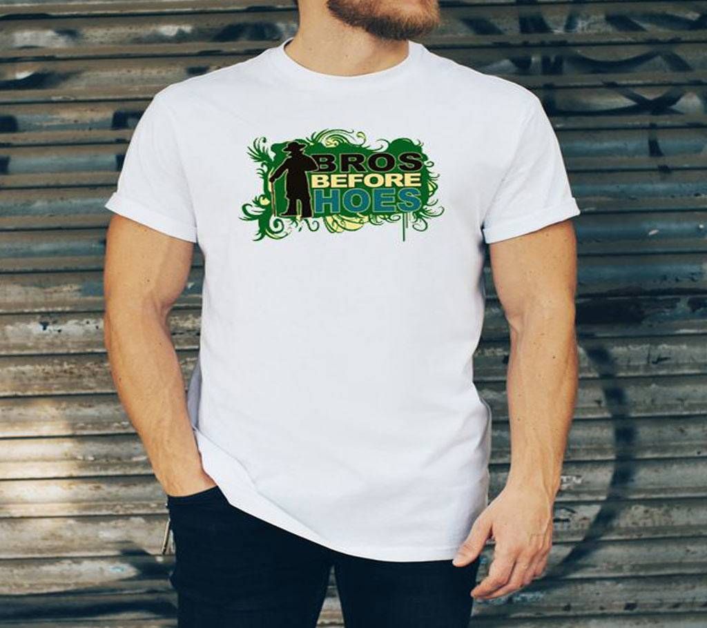 Bros Before Hoes Gents Half Sleeve Cotton T-shirt