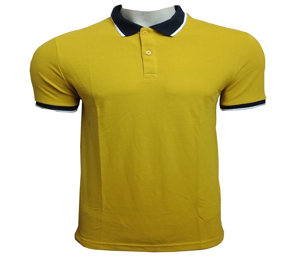 Golden Yellow Half Sleeve Cotton Polo Shirt For Men 