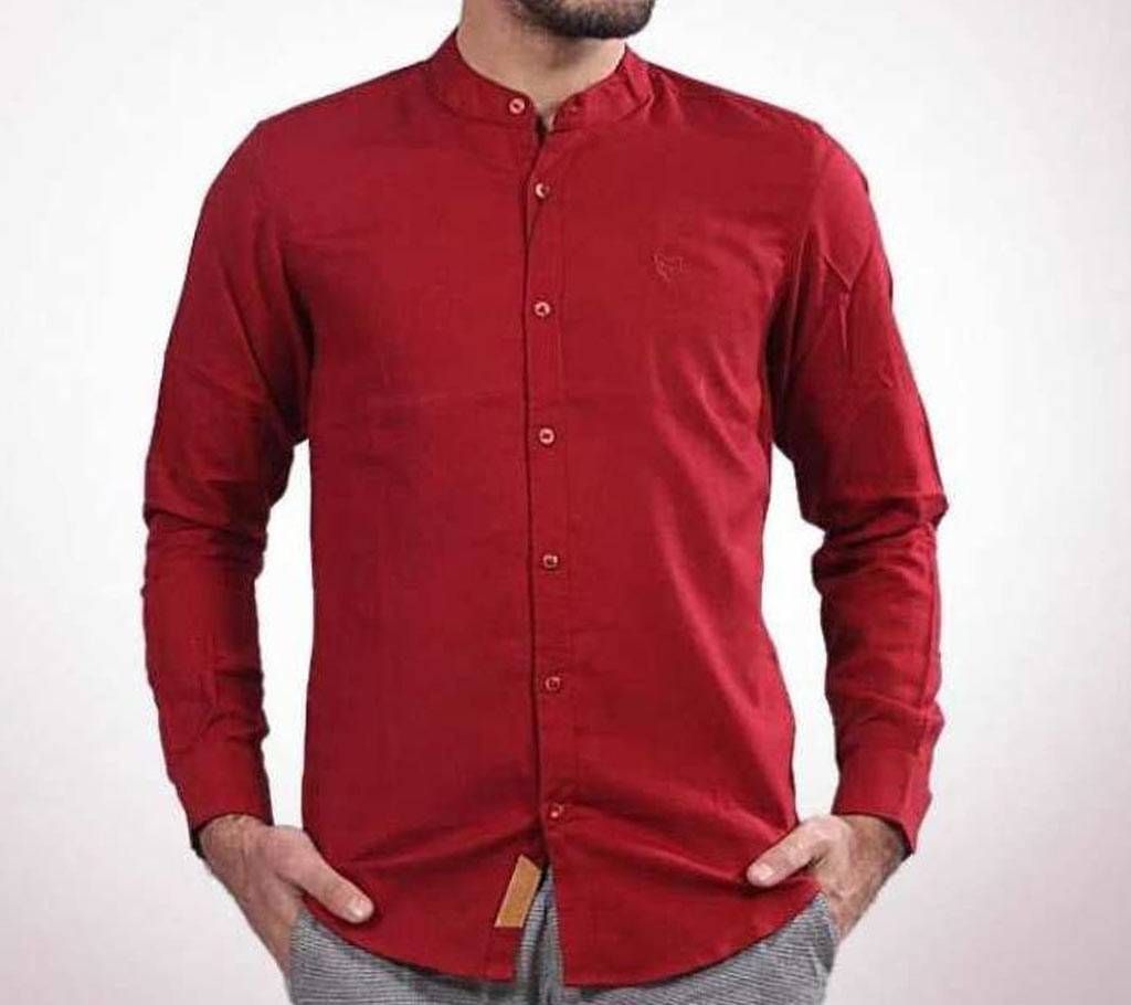 Red Panama Long Sleeve Casual Shirt for Men - UPF