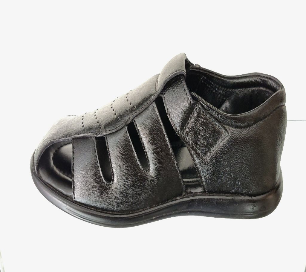 Cow Leather Black Sandal for Men