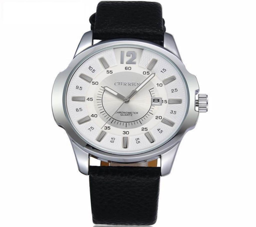 Curren Pu Leather Analog Watch -White & Black (Copy)