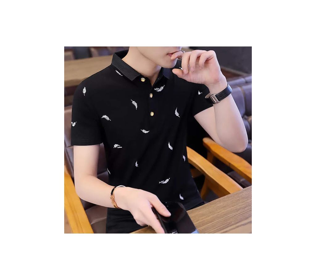 Mens Polo T-shirt Black 123