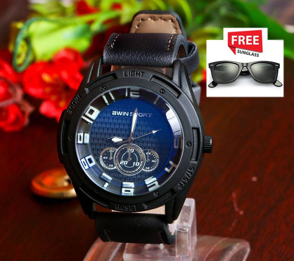 Special offer wrist watch for men with a free sunglass 