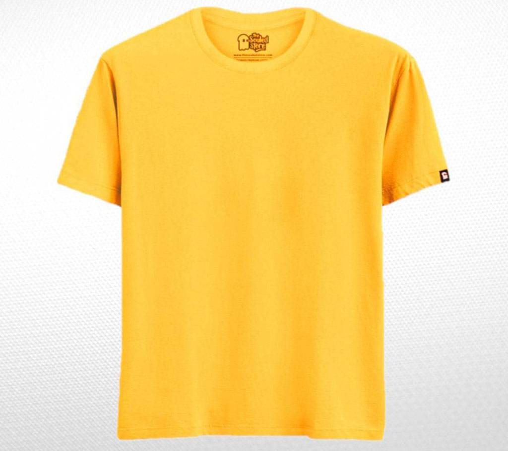 Yellow Solid Cotton T-shirt