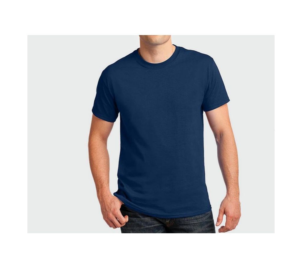 Mens Cotton Navy Blue Round neck  t-shirt