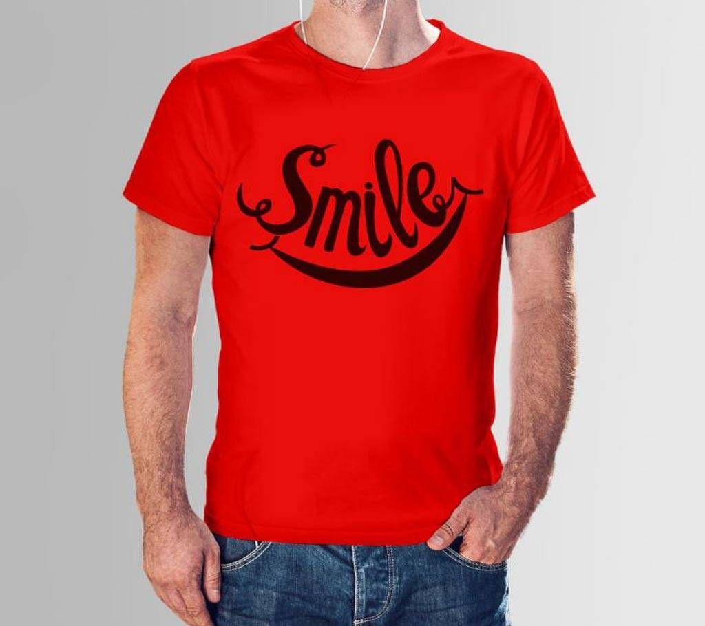 Rubber Print Cotton T-shirt - Ash - Smile - CHS