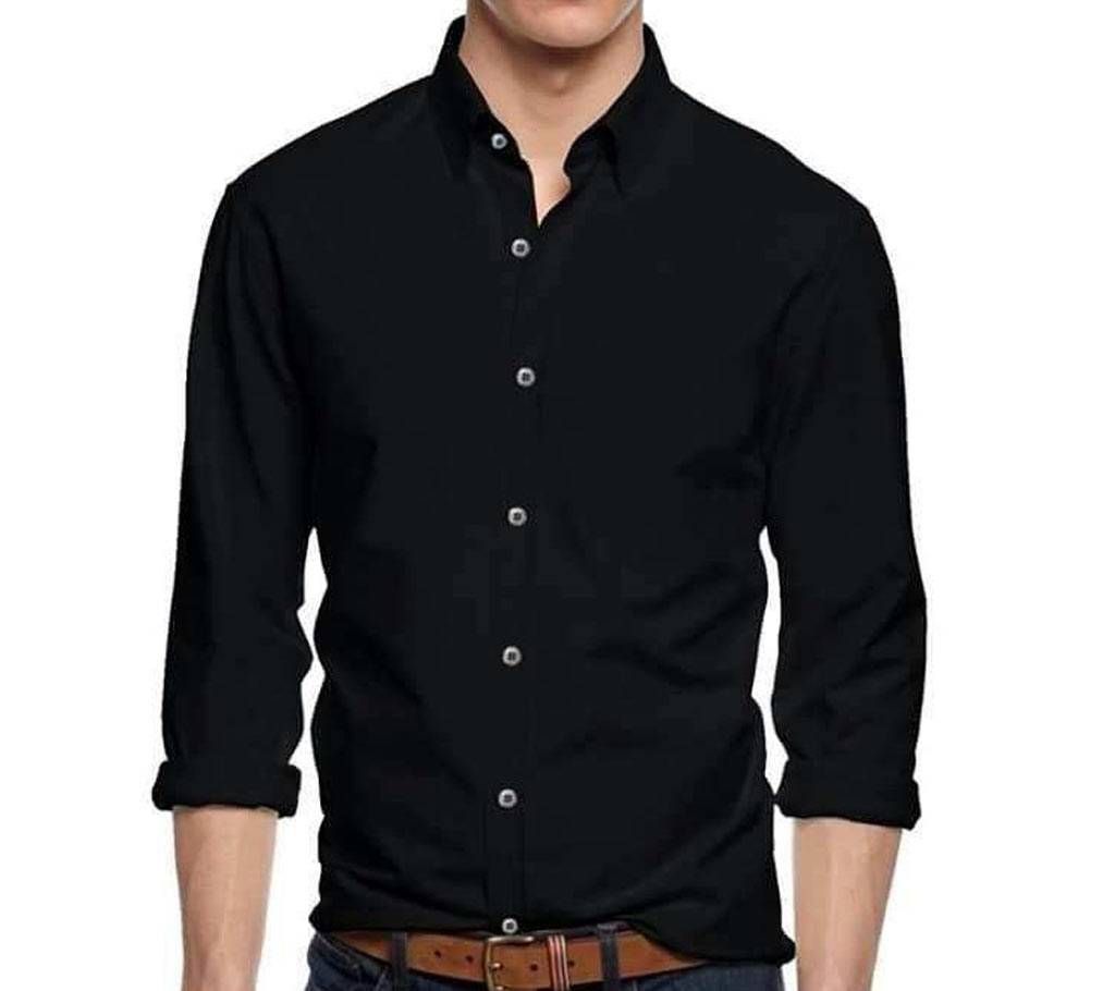 Black Long Sleeve Casual Shirt for Men - UPF