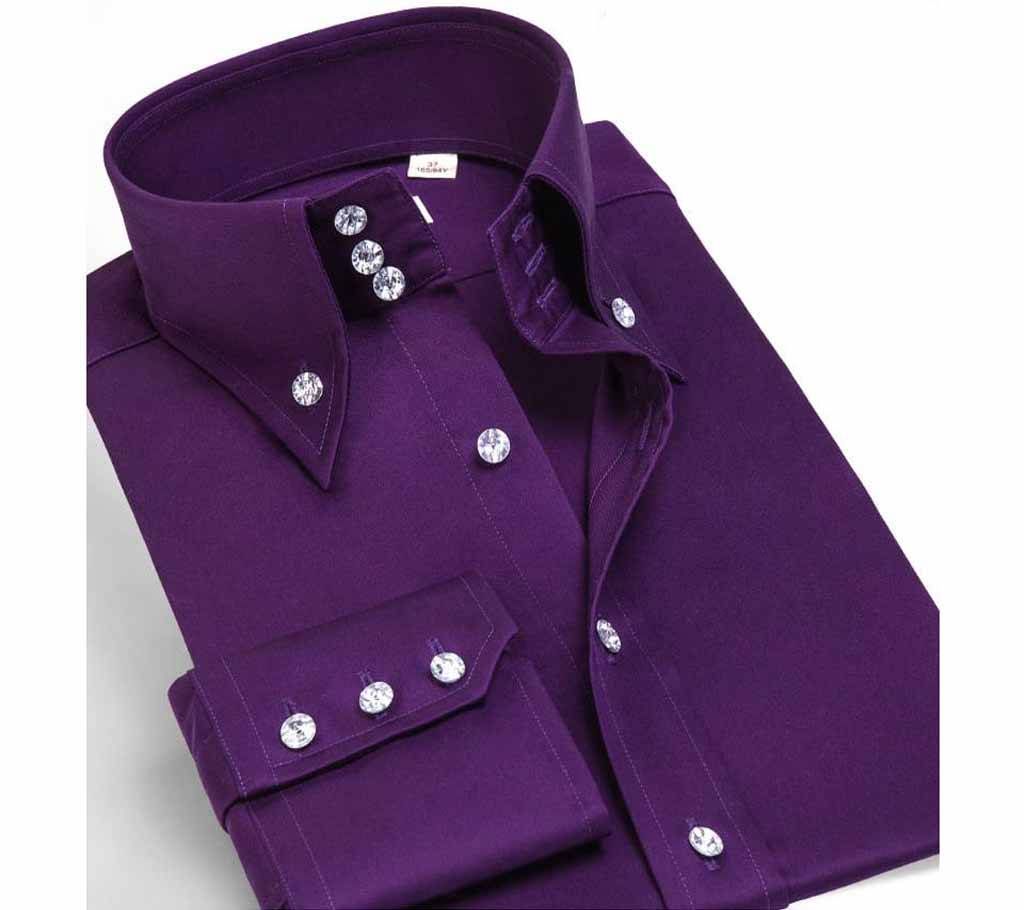 SK Purple  Gents Full Sleeve Casual Cotton Shirt 