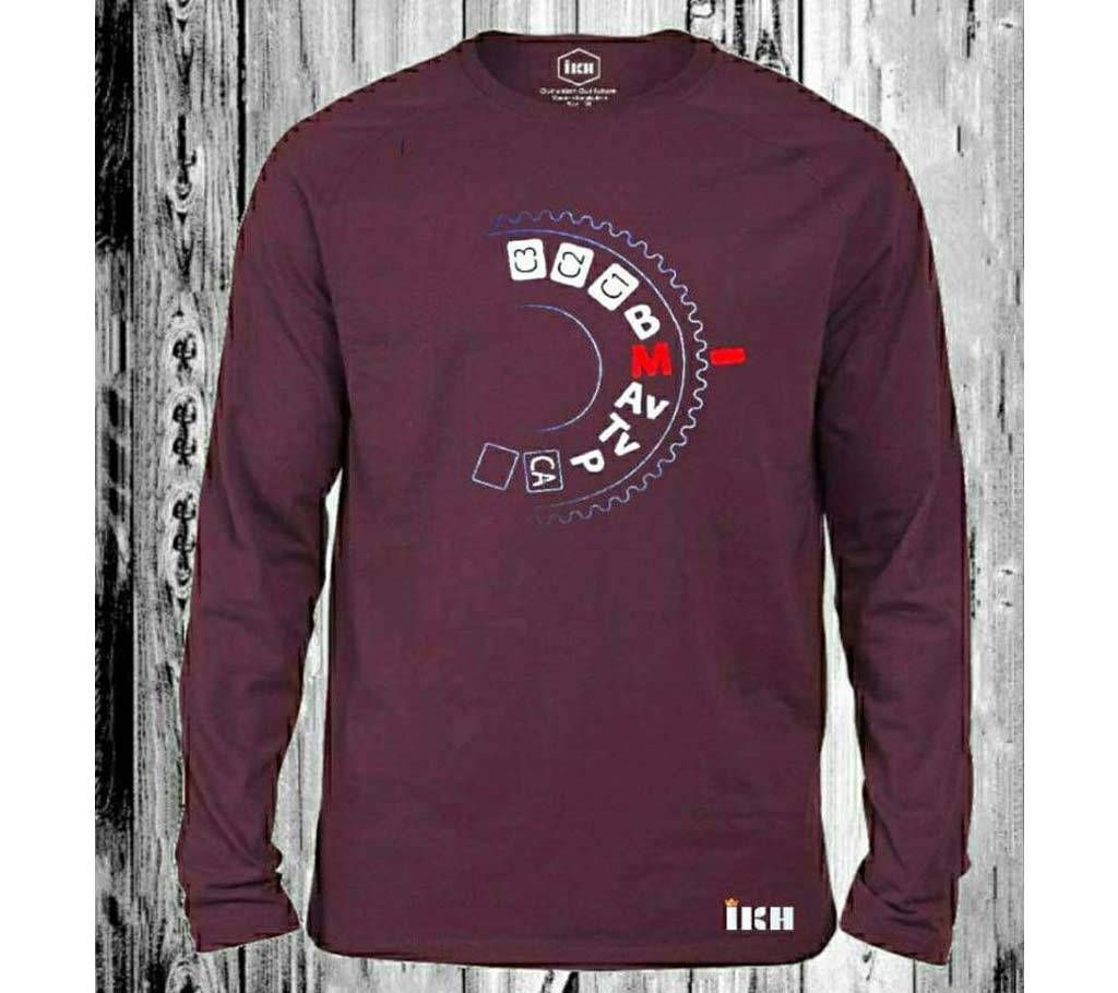 Full Sleeve T-Shirt for Man Maroon - 100% Cotton