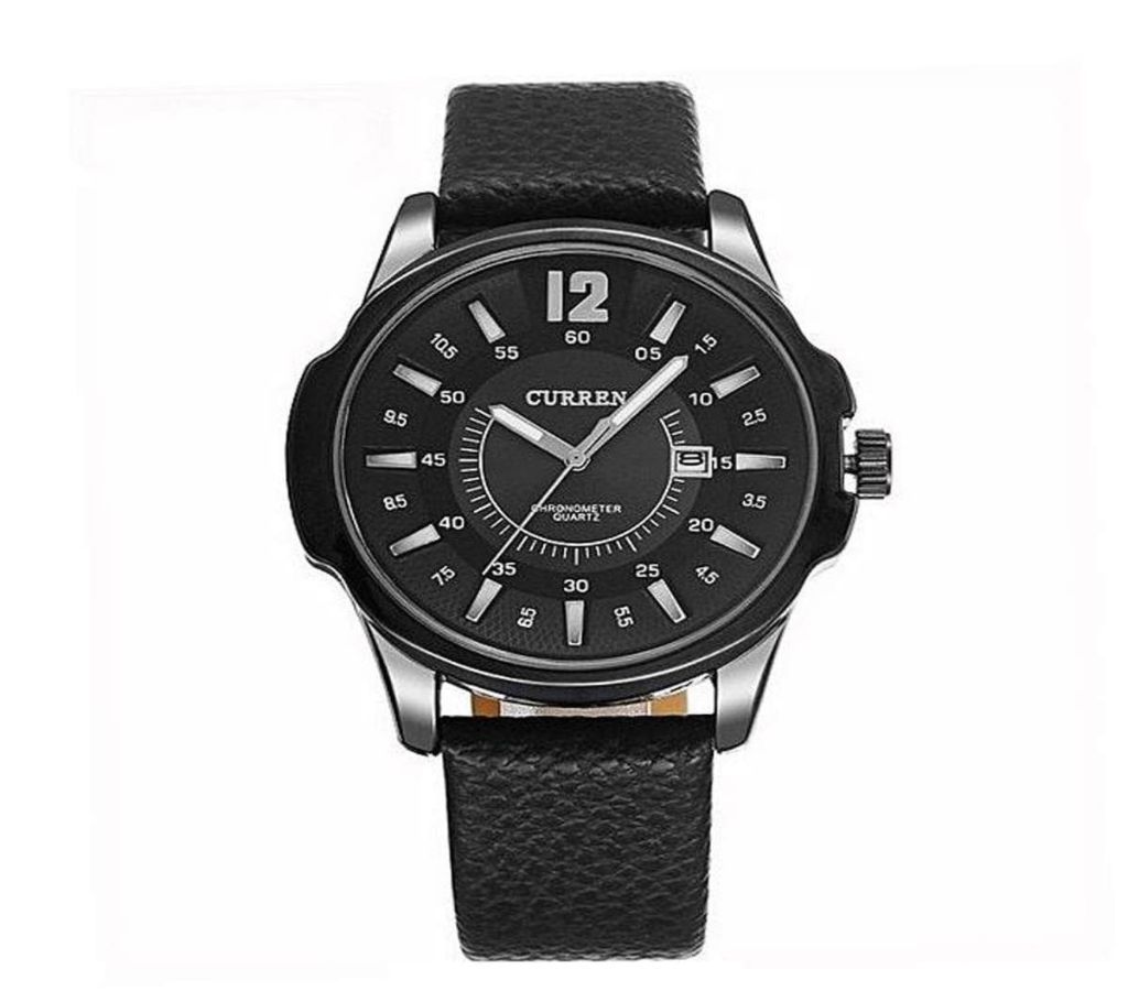 Curren Pu Leather Analog Watch - Black (Copy)