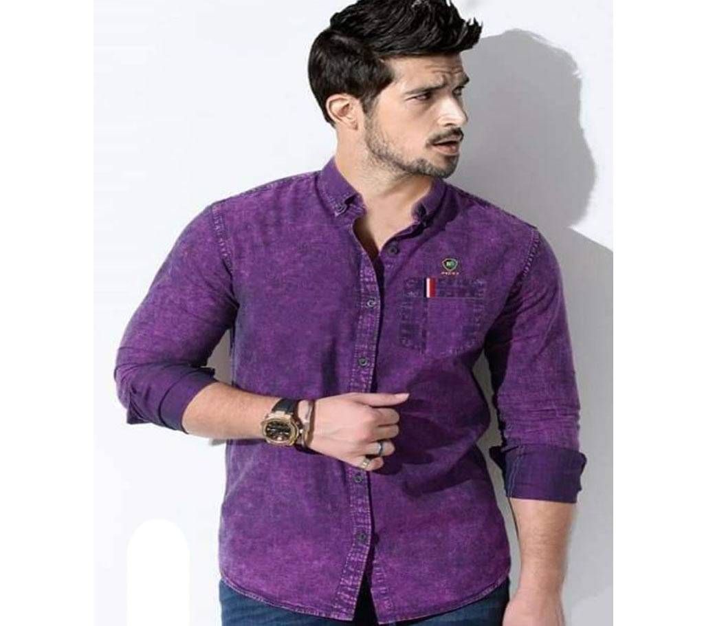 Purple Cotton Shirt For Men 