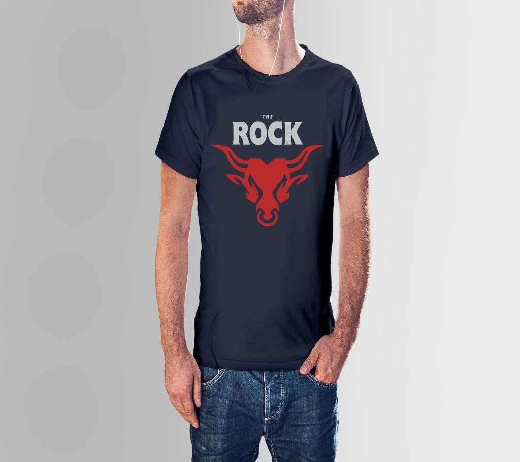 THE ROCK NAVY BLUE COTTON TSHIRT FOR MEN