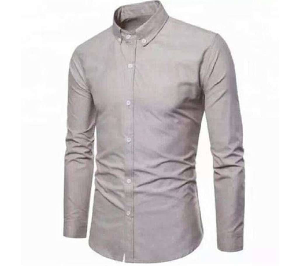 Long Sleeve Casual Shirt Men Gray 
