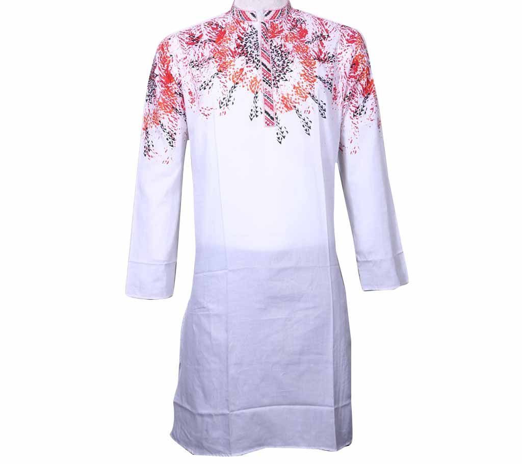 Long Cotton Boishakhi Punjabi for Men-White