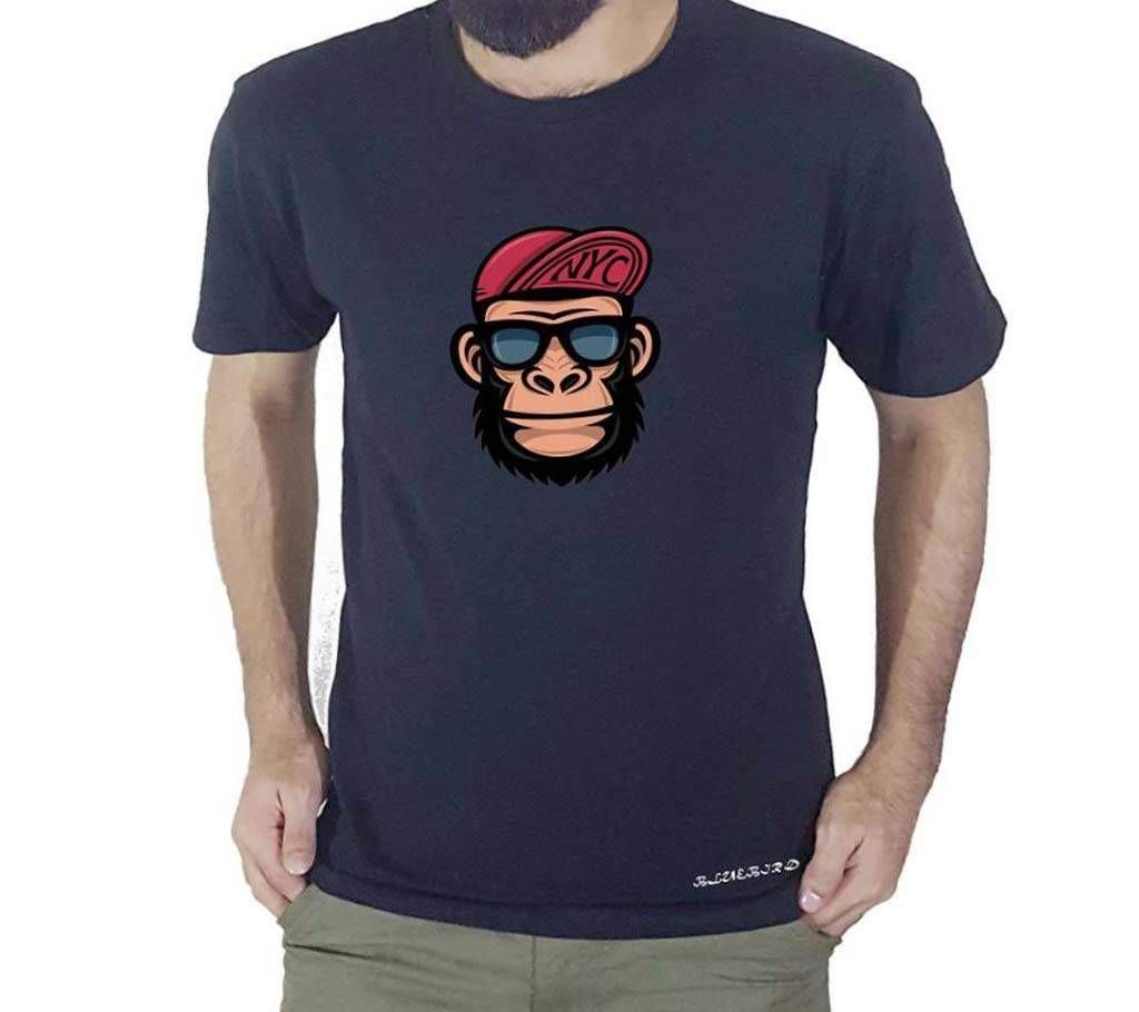 Half Sleeve Cotton T Shirt For Men- Blue TS2