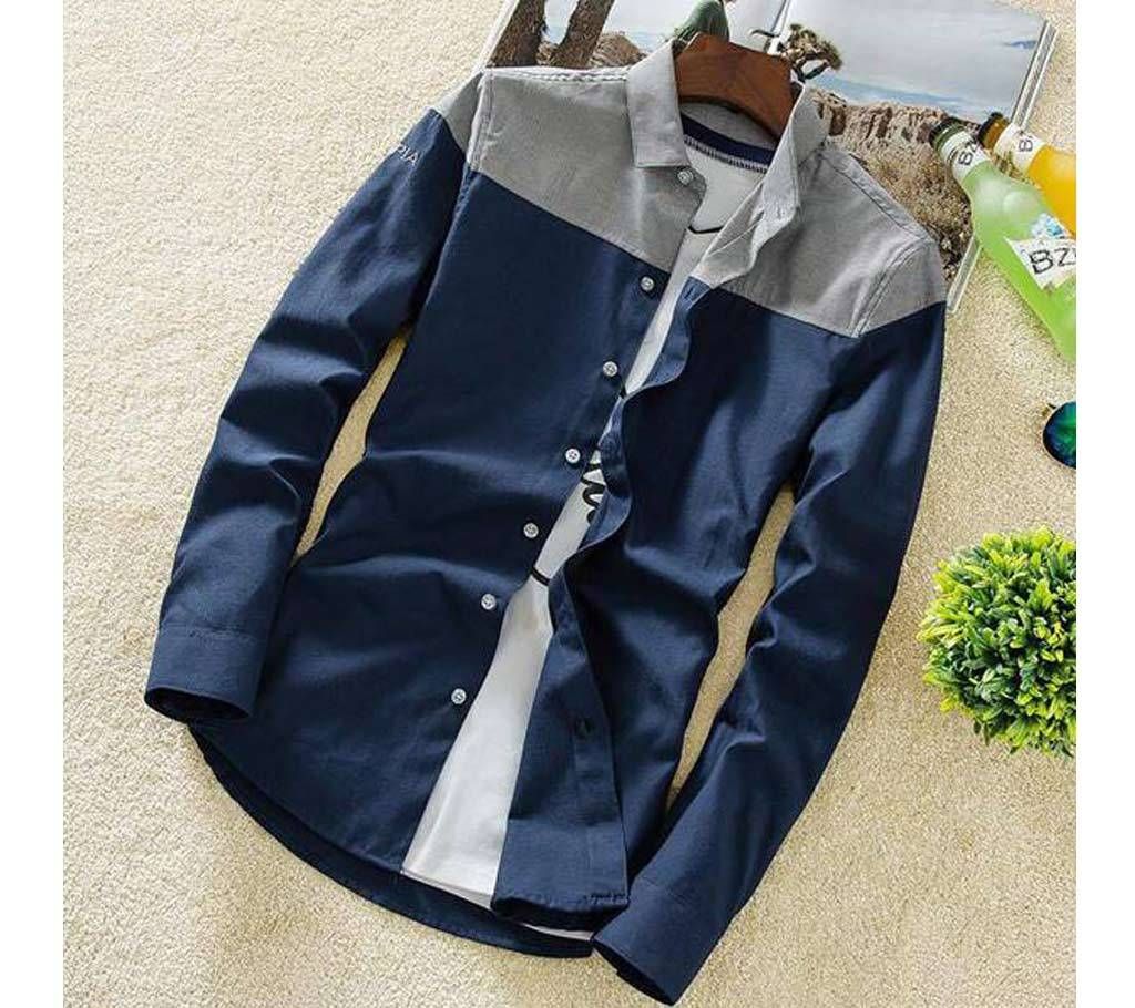 Navy Blue Printed Casual Shirt for Men