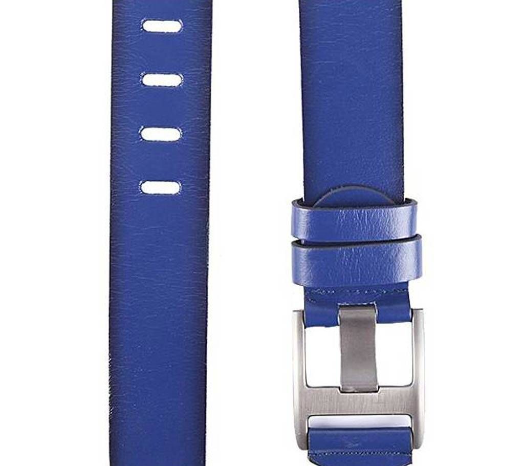 Blue Mixed Leather Casual Belt