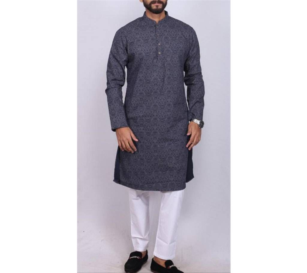 Black Printed Cotton Punjabi