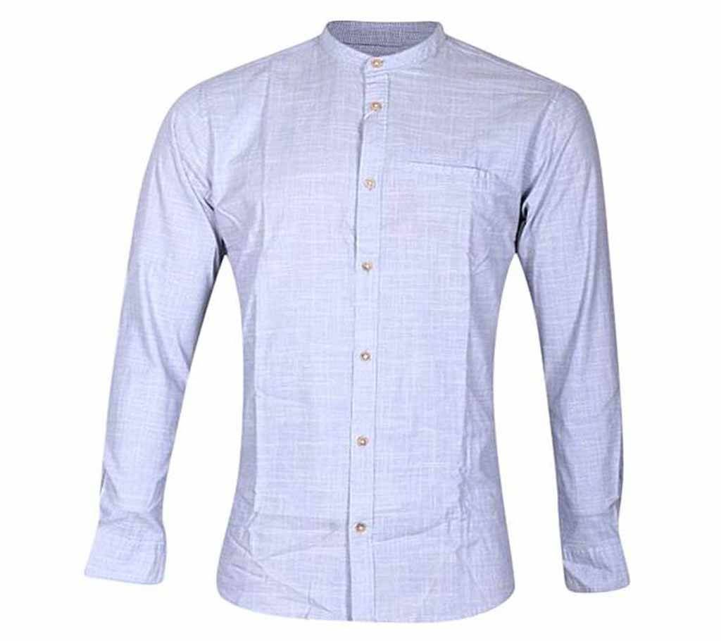 Light Sky Blue Cotton Long Sleeve Casual Shirt for Men