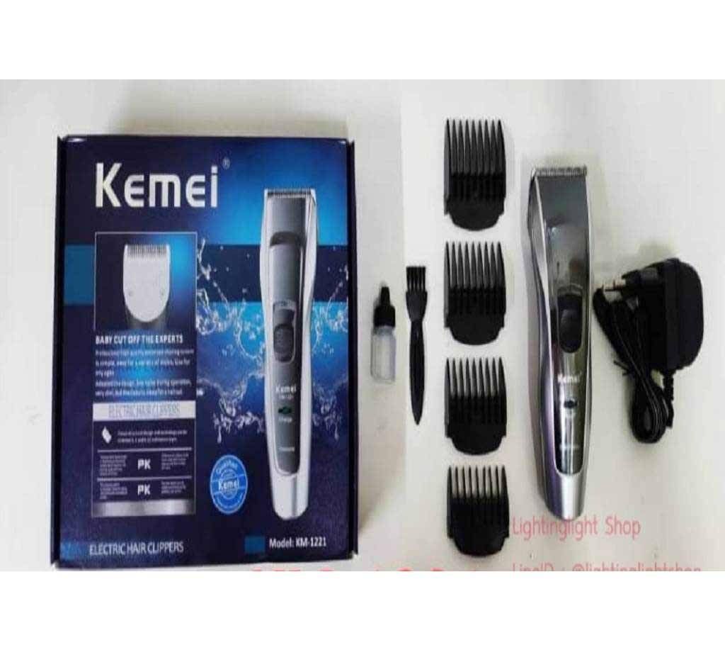 Kemei KM-1221 Adjustable Cordless Rechargeable Hair Clipper with 4 Guide Comb