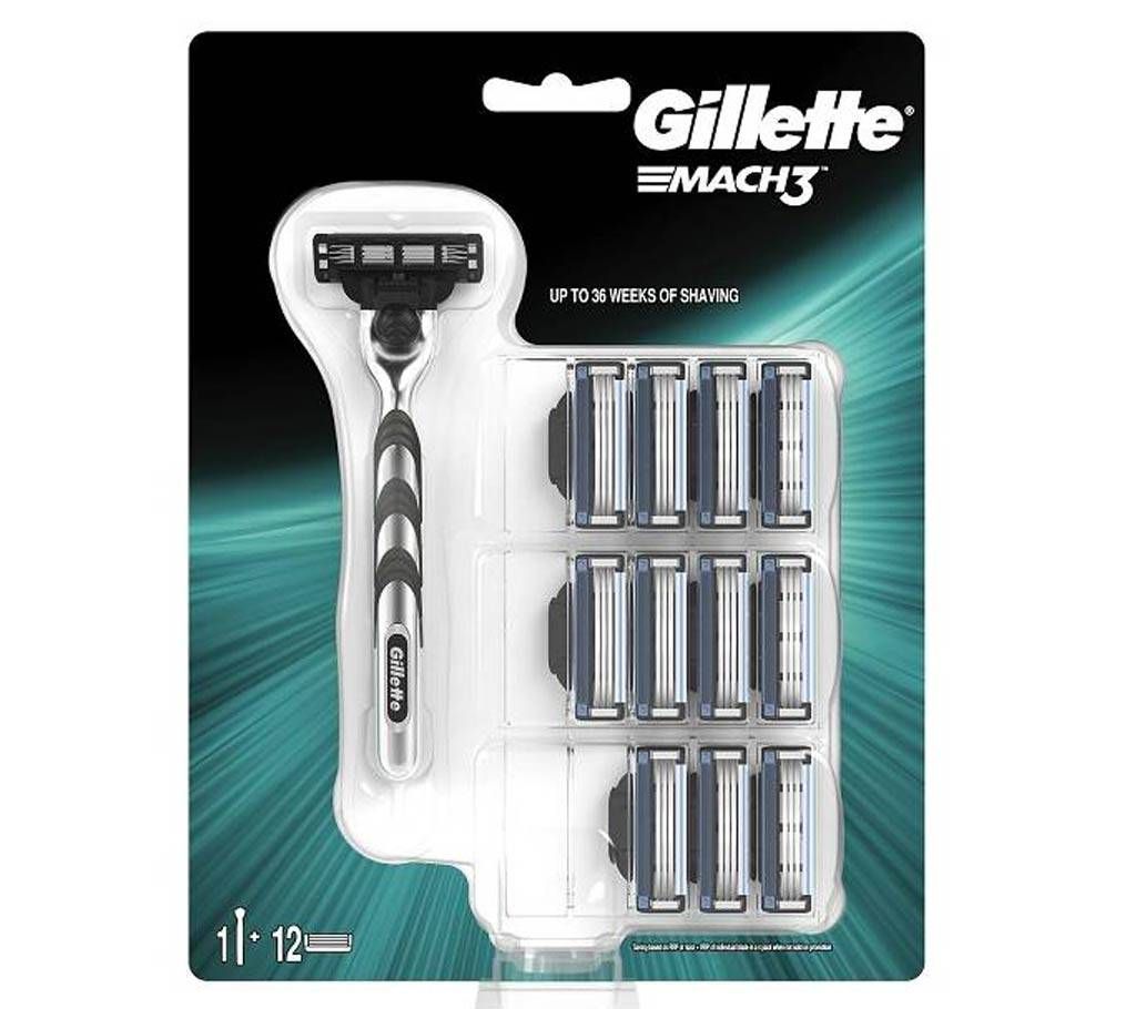 Gillette Mach3 Mens Razor & 11 Blades Refills-Poland