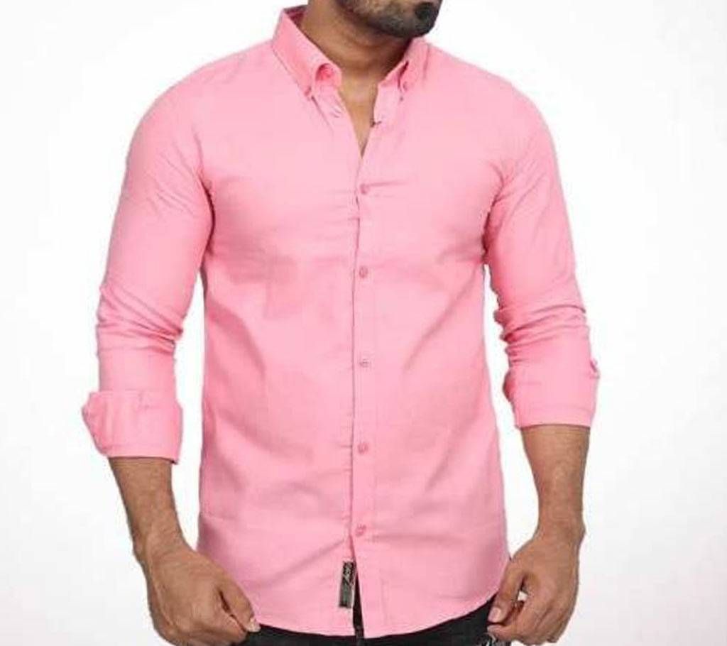 Pink Panama Long Sleeve Casual Shirt for Men - UPF