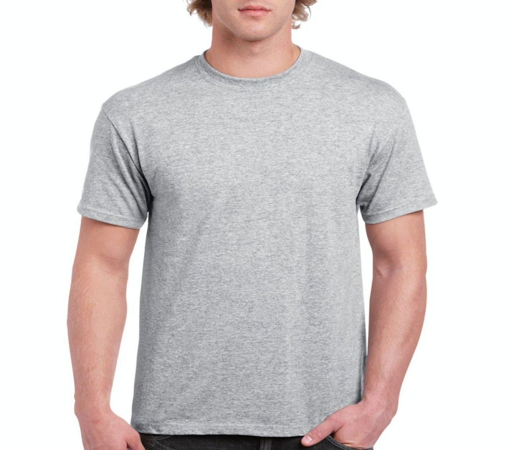 Grey Cotton Round Neck  t-shirt
