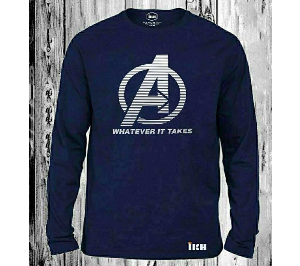 Avengers Full Sleeve T-Shirt for Man Navy Blue - 100% Cotton