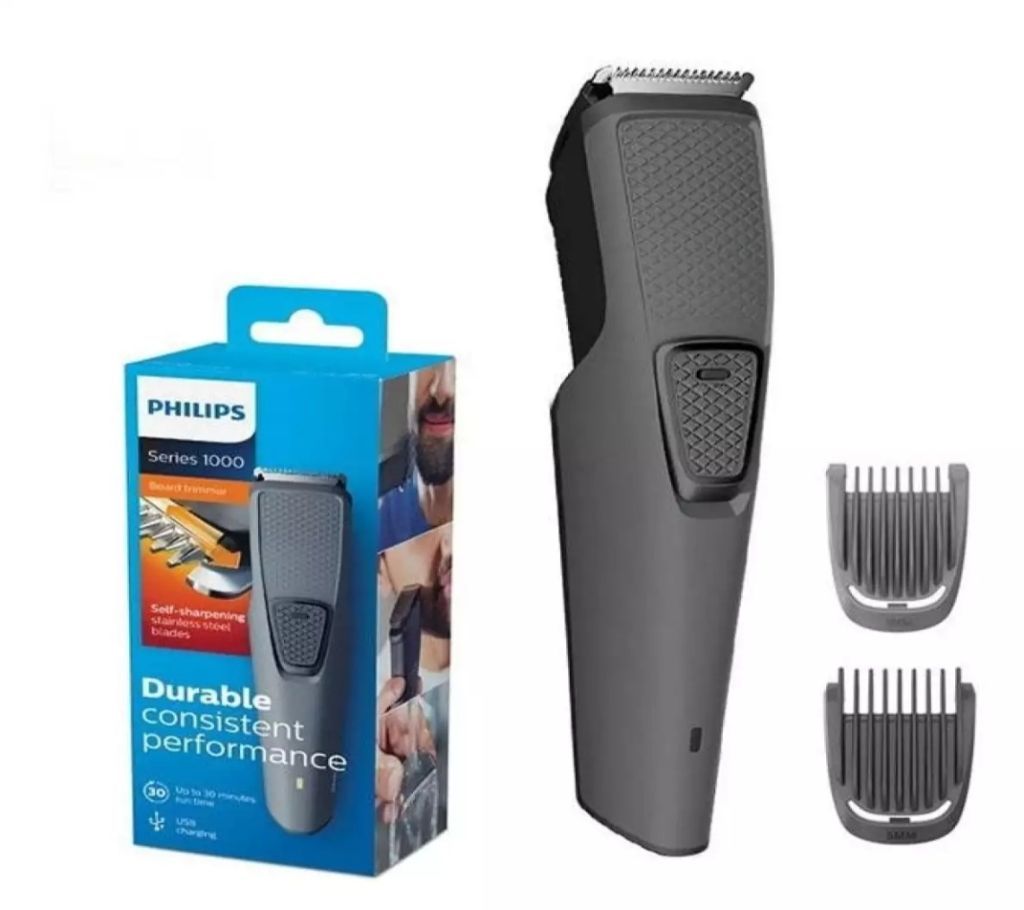 Philips Mens Beard Trimmer Hair Cutting Machine For Salon with Rechargeable Titanium Blade Mens Styling Tools BT1210- Black