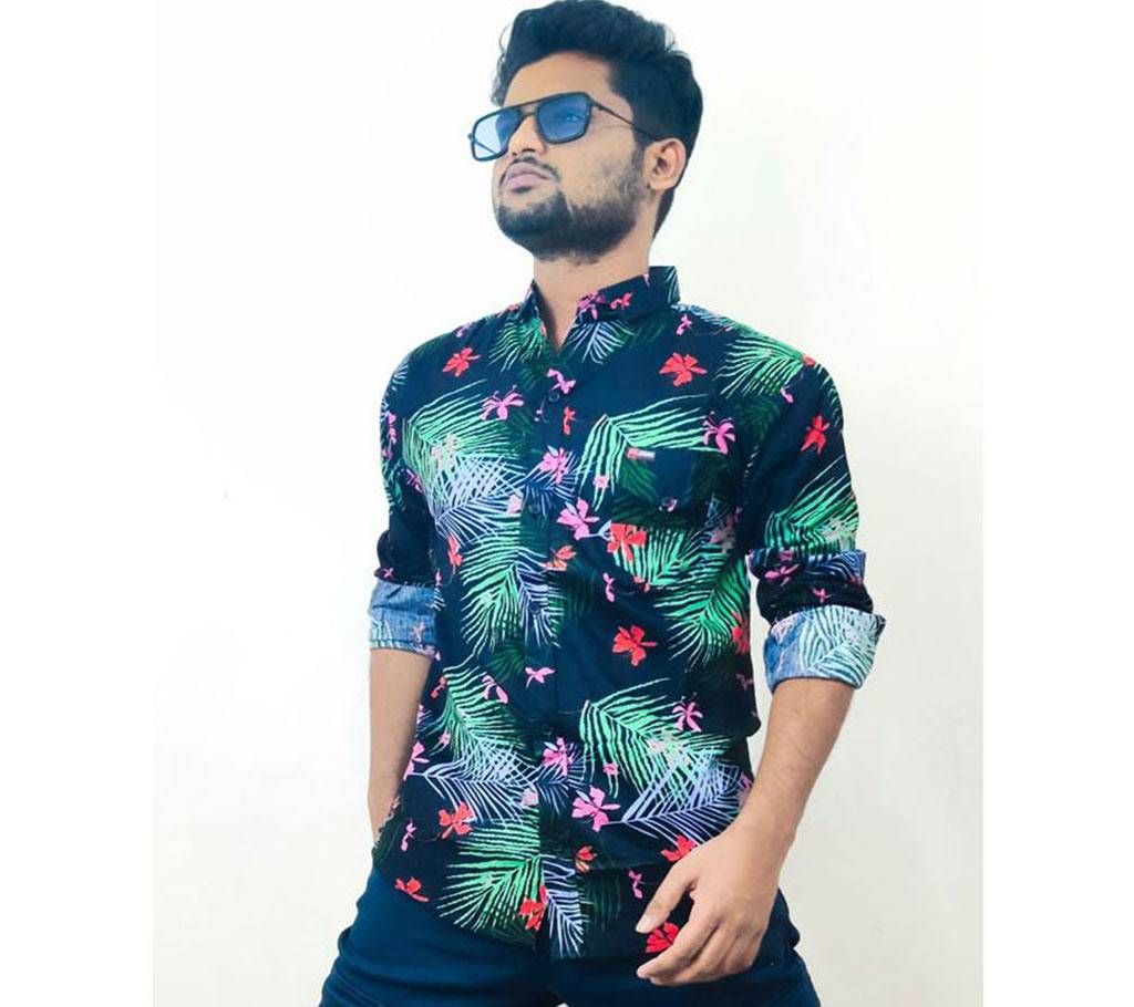 Full Sleeve Beach Print Shirt For Men 