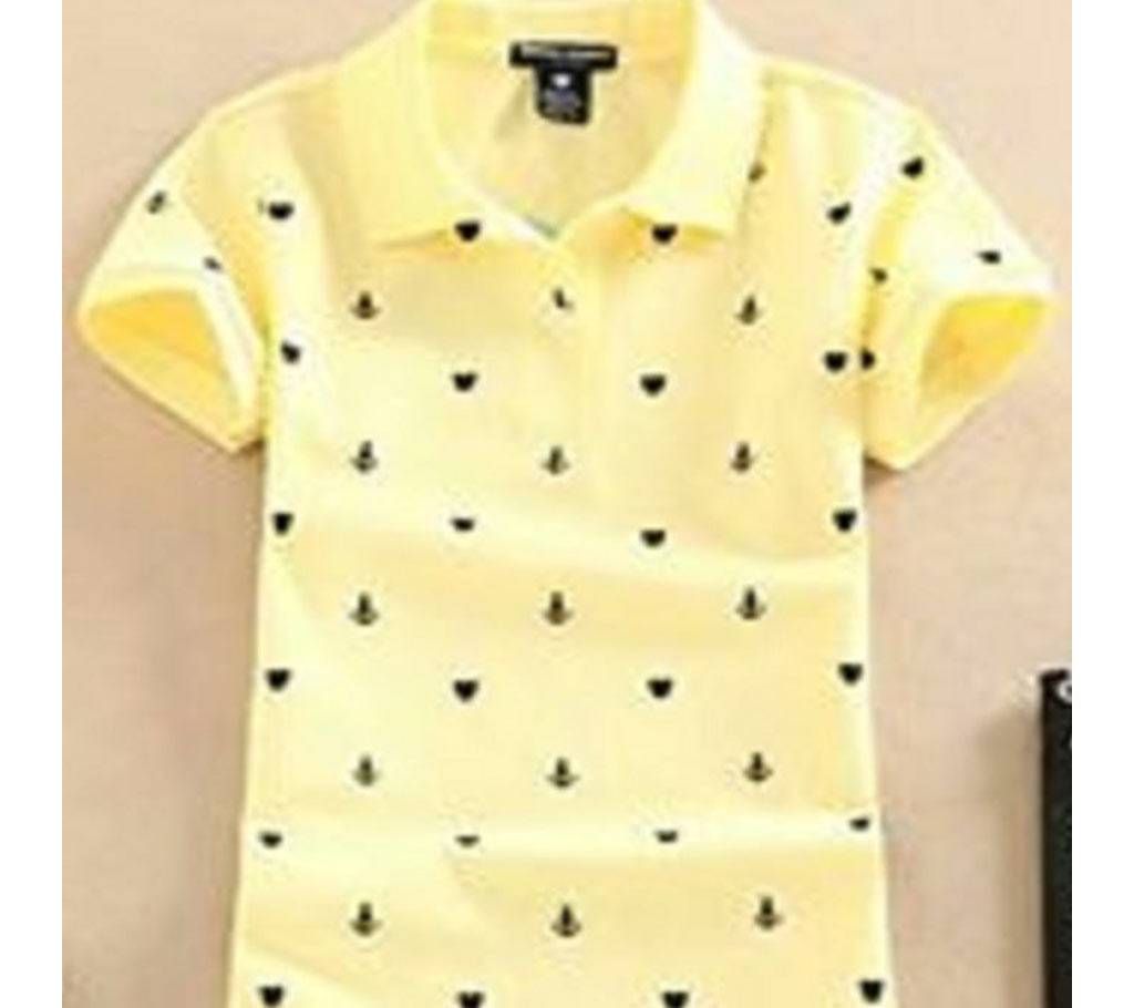 Cotton Half Sleeve Polo Shirt For Men-Light Yellow
