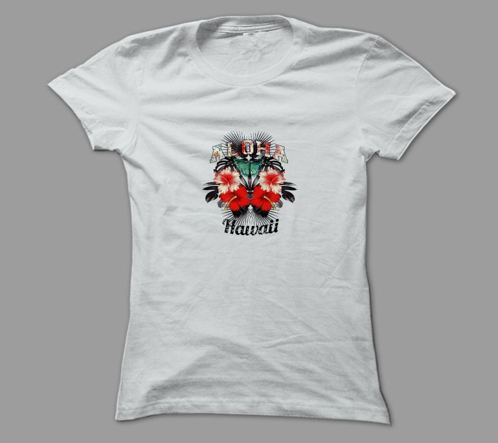 Aloha Hawaii White Polyester T-Shirt