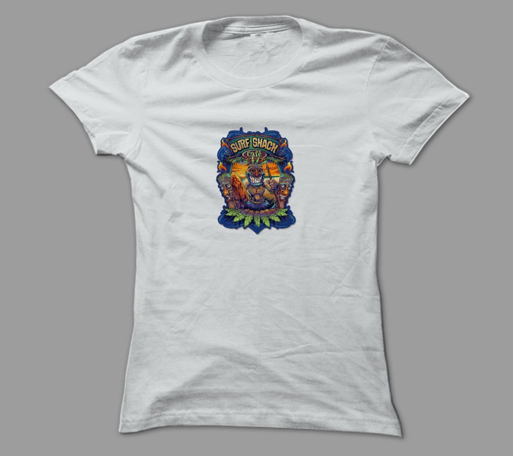 Surf Shack Cafe White Polyester T-Shirt