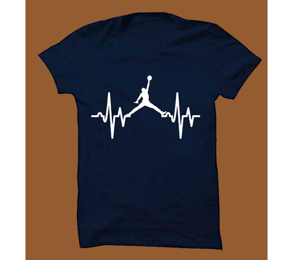 Navy Blue Cotton Short Sleeve T-Shirt for Men NBTS003