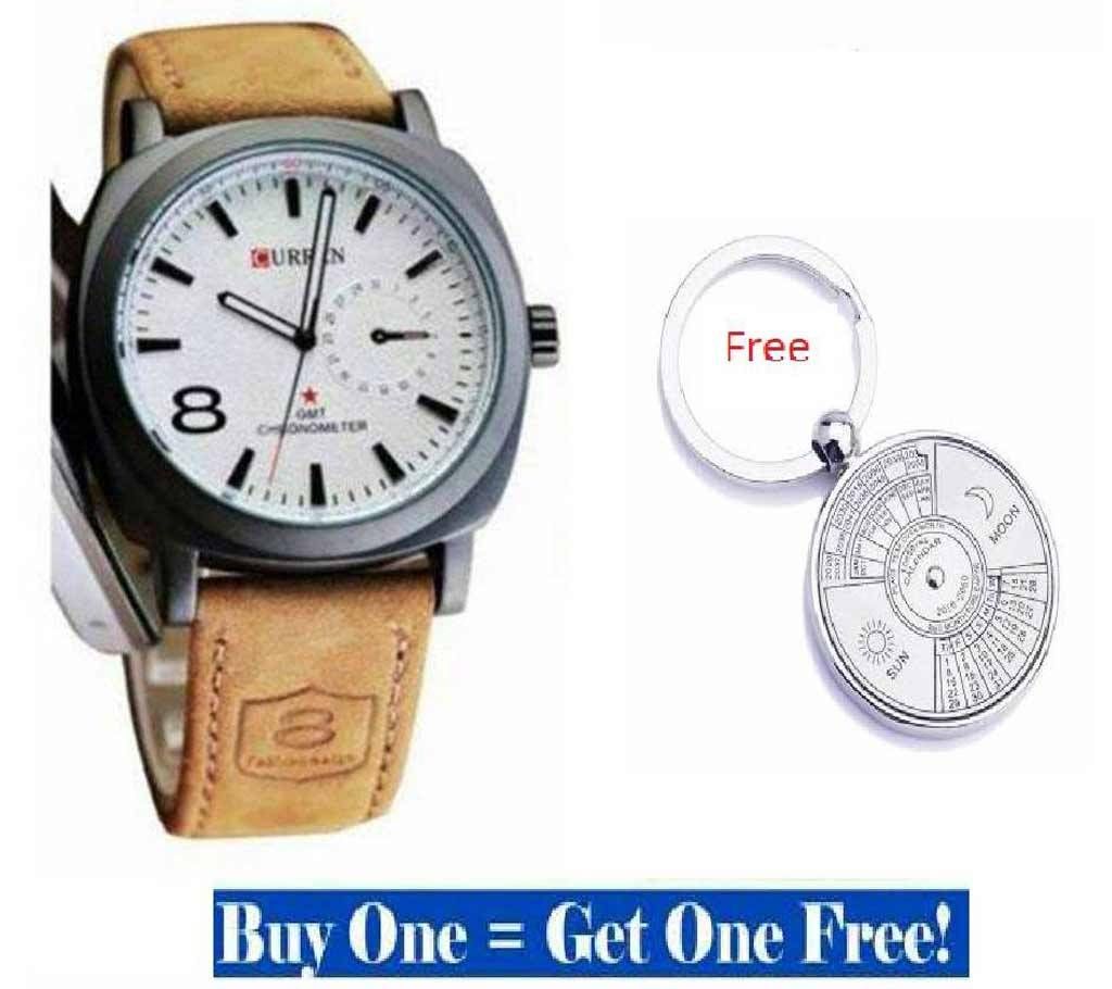 Gents watch with one piece 50 year calendars key ring free  
