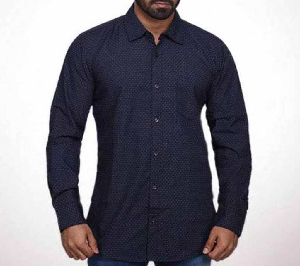 Navy Blue Cotton Formal Shirt For Men