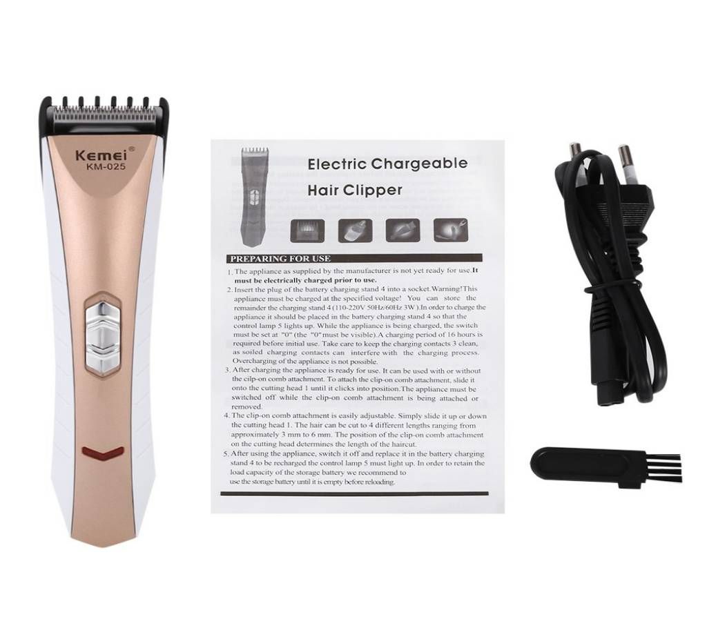 Kemei KM-025 Rechargeable Hair Clipper Trimmer