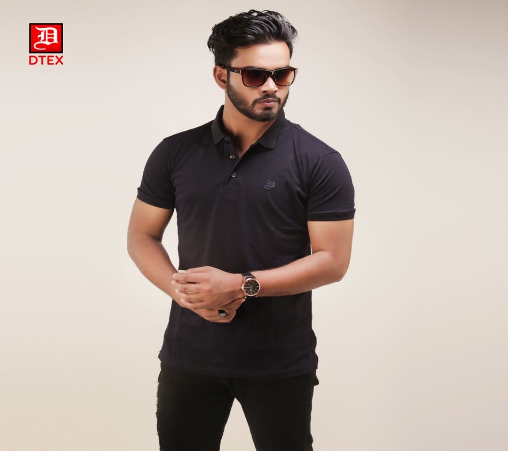 Navy Color Solid Casual Design Half Sleeve Polo Shirt for Men