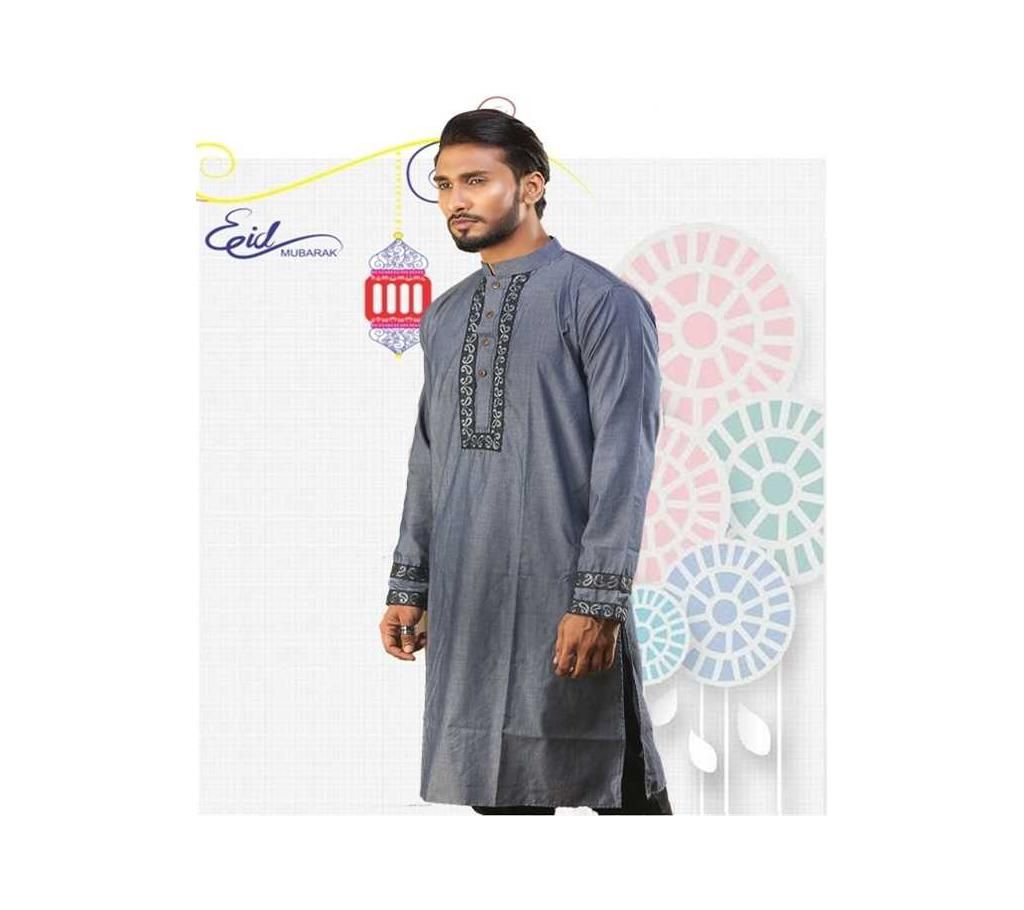 Mens Embroidery Semi Long Cotton Punjabi