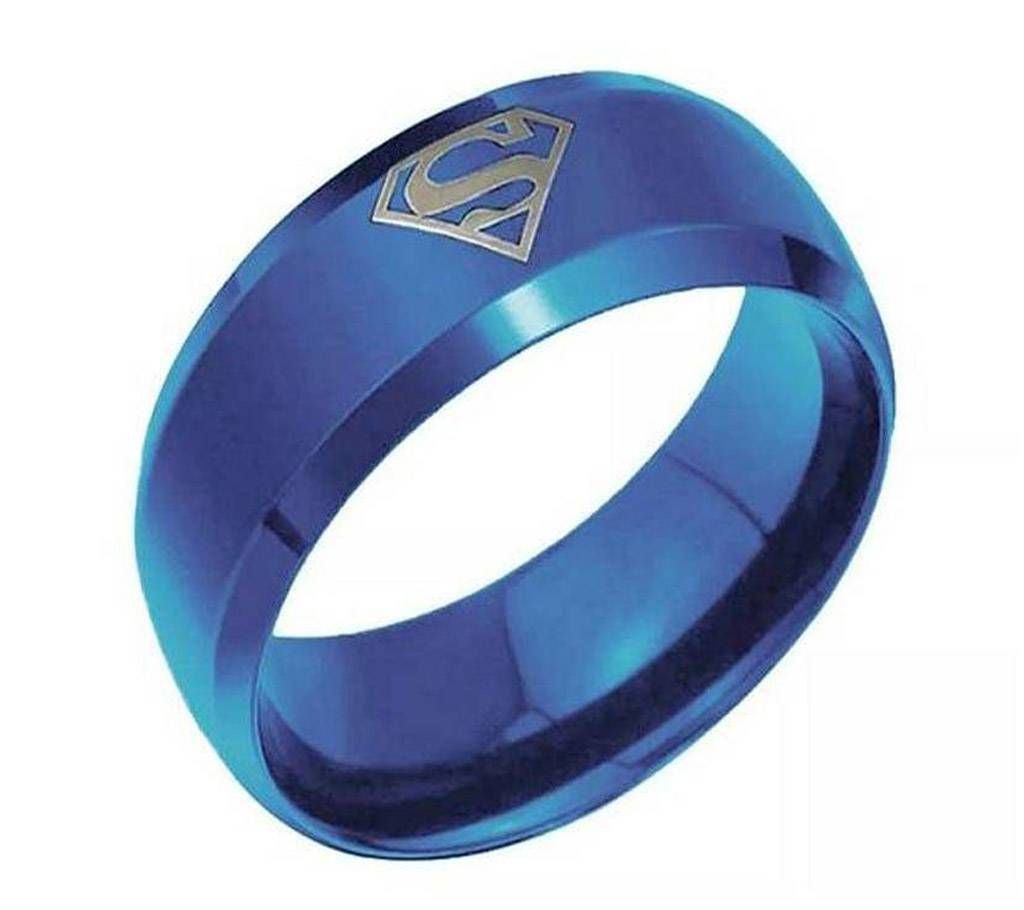 Blue Superman Mens Finger Ring