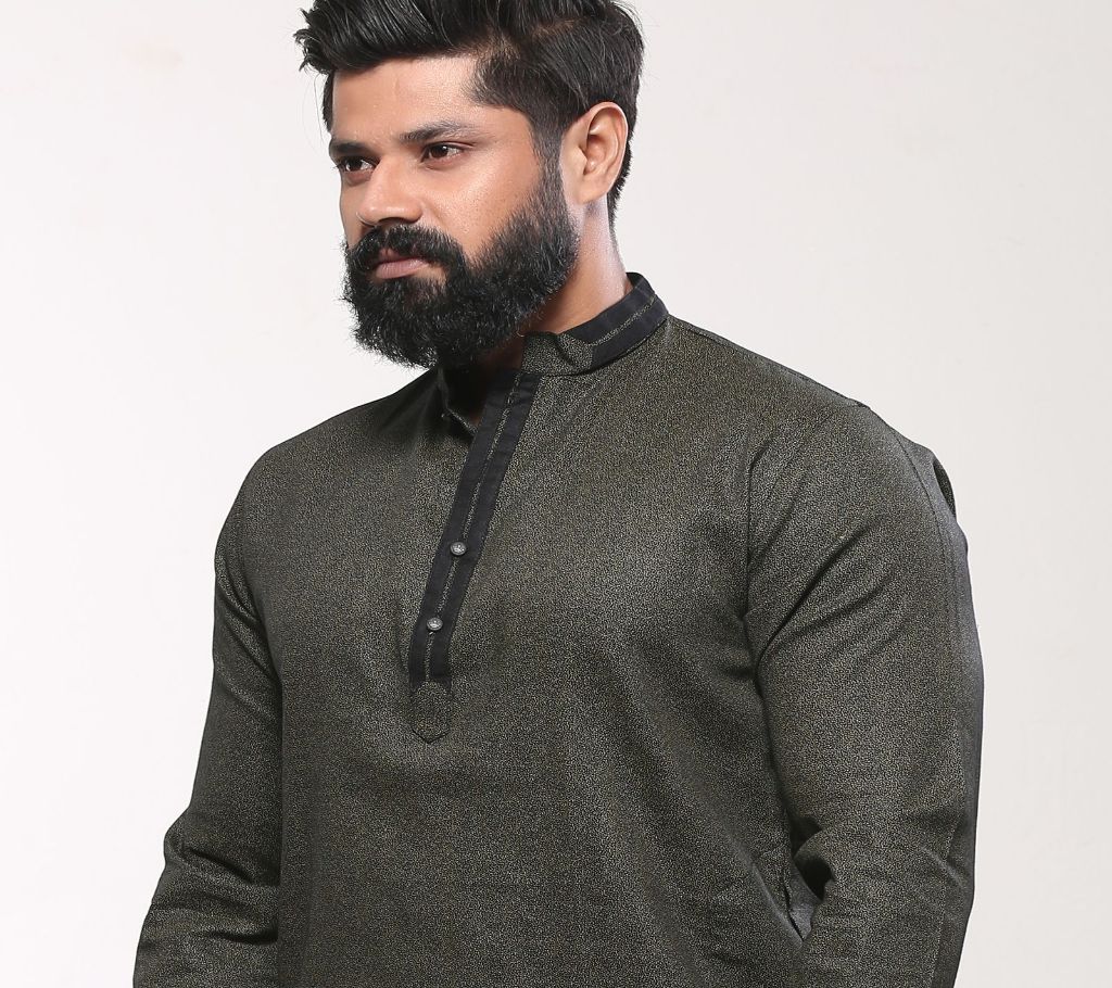 China Cotton Mens Punjabi  Deep Olive Distort  dd1