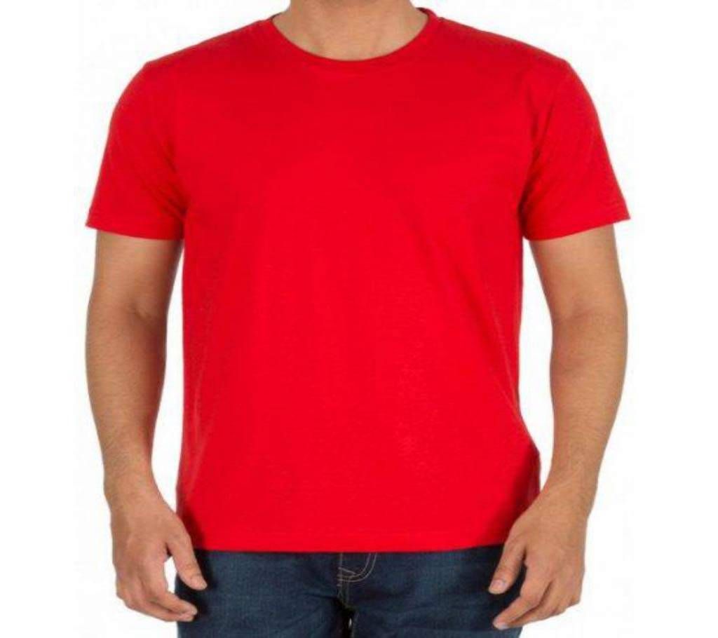 Red Cotton Round Neck  t-shirt