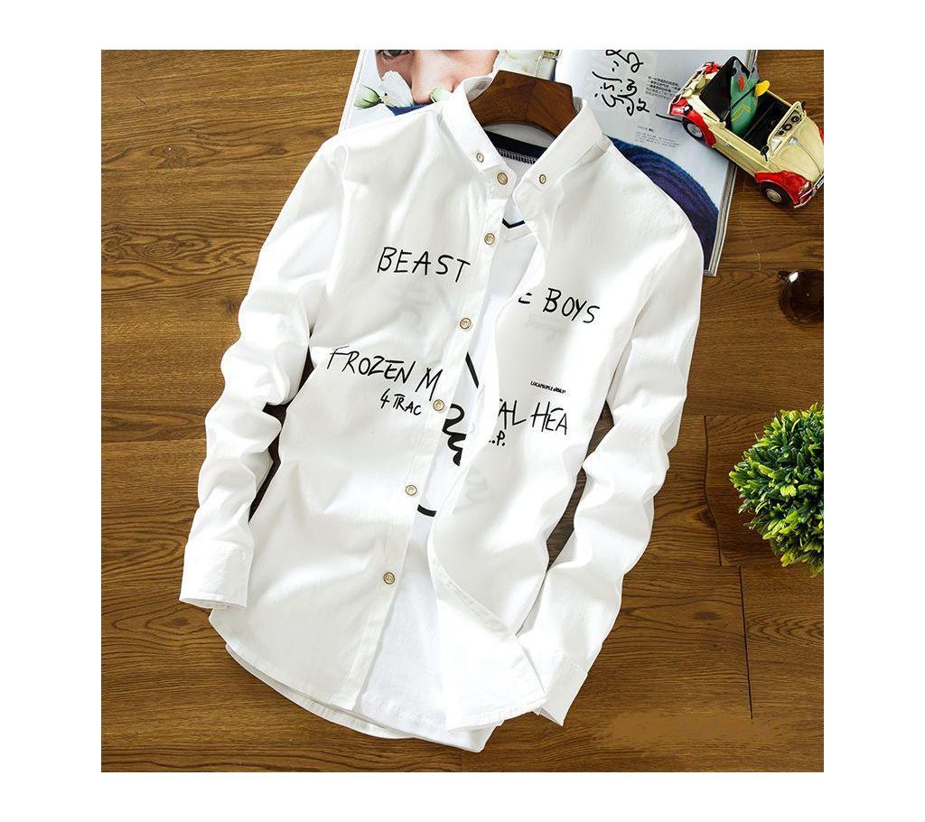 White Beasti Boys Stylish Causal Shirt