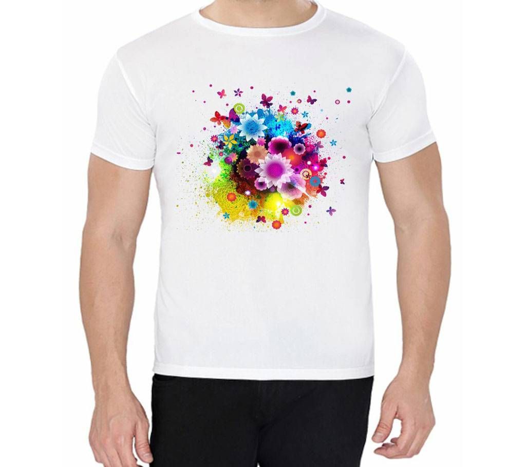 Colorful Flower - Half Sleeve T-shirt For Men