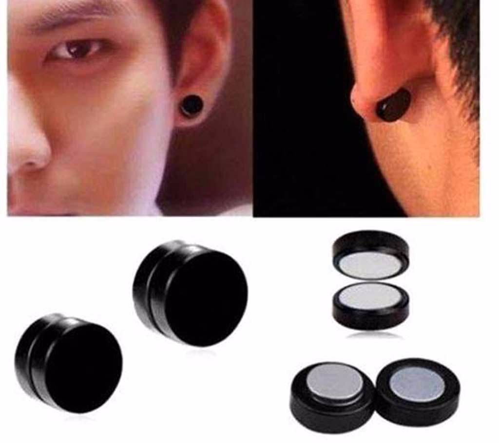 Black Metal Magnetic Ear Stud For Men