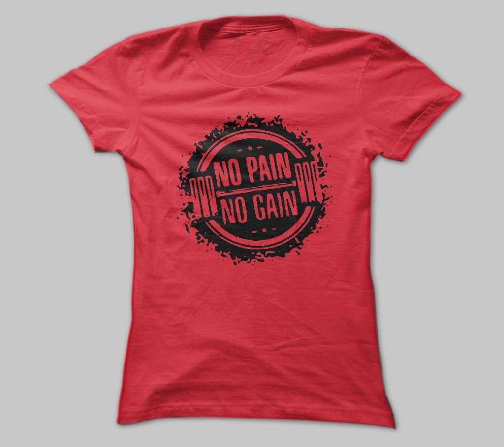 NO PAIN NO GAIN 2 RED COTTON TSHIRT FOR MEN